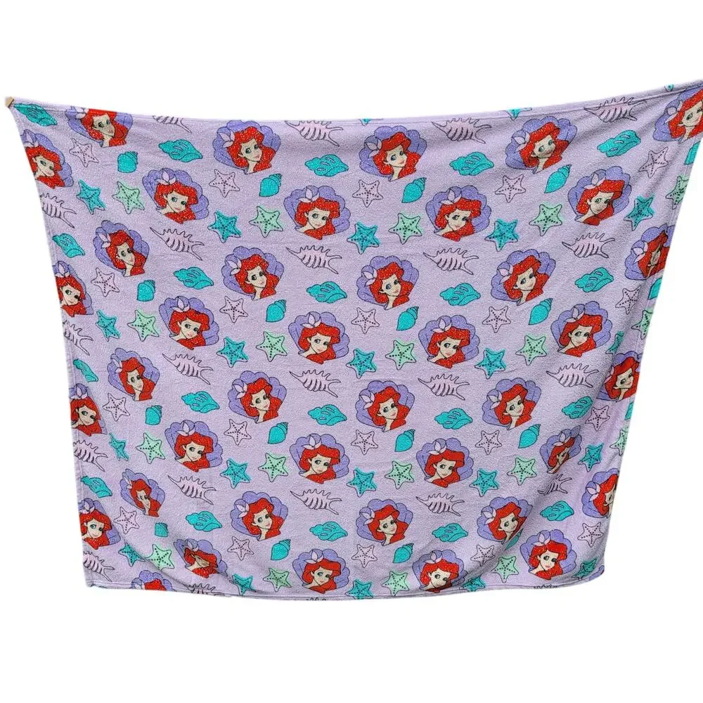 Disney Little Mermaid Glittery Purple Fleece Throw - 50